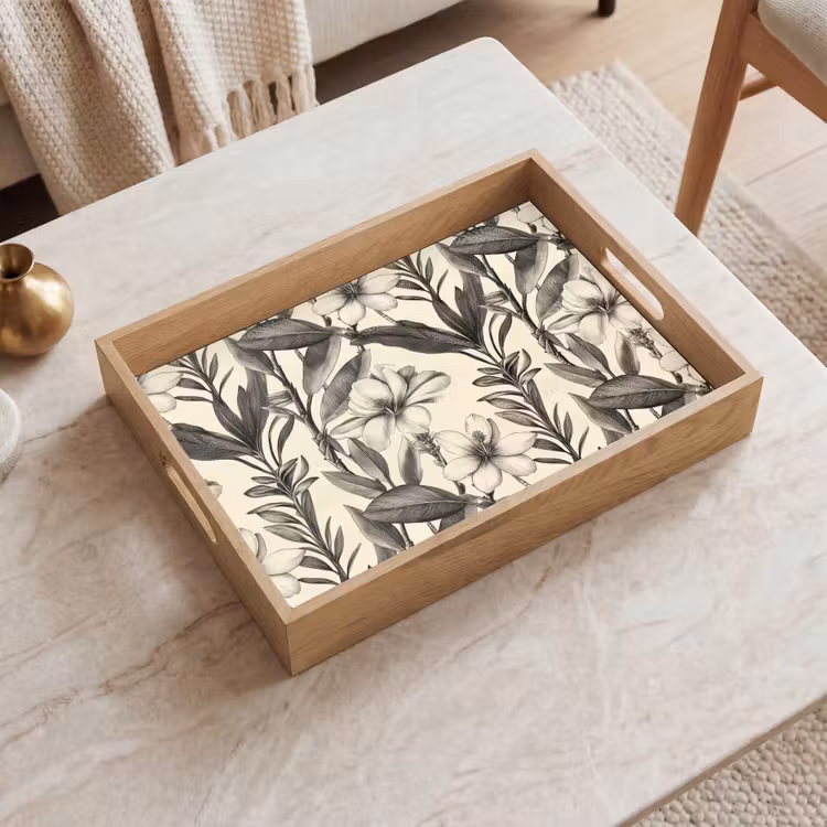 Dienblad - Klassiek - Botanisch - Zwart - Beige — 2