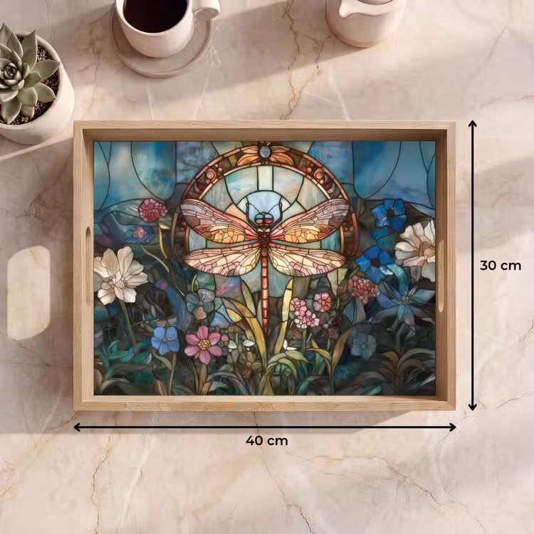 Dienblad - Libelle - Mozaïek - Bloemen - Kleurrijk — 9