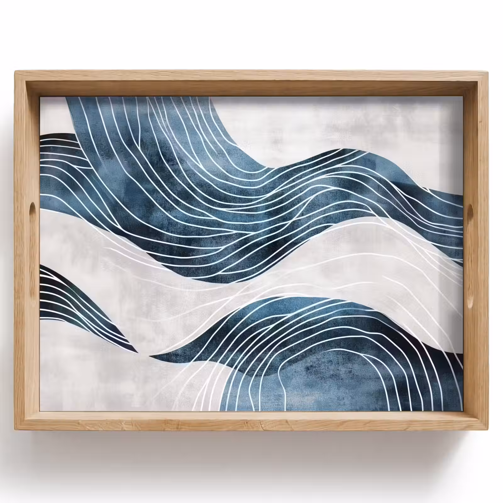 Dienblad - Lijnen - Golven - Abstract - Blauw — 1