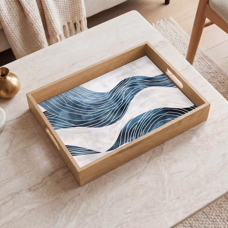 Dienblad - Lijnen - Golven - Abstract - Blauw — 2