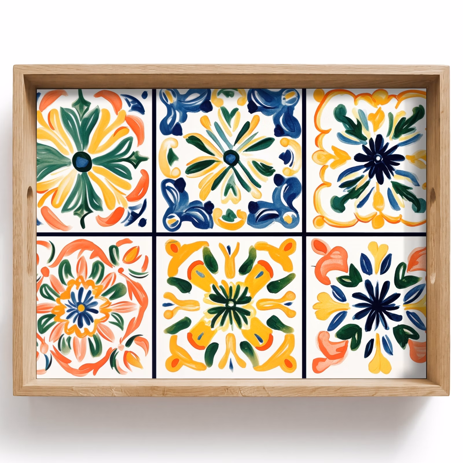 Dienblad - Spaans - Tegels - Keramiek - Bloemen — 1