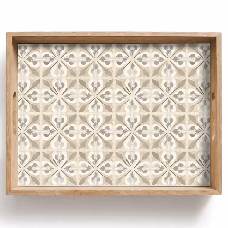 Dienblad - Tegel - Motief - Beige — 1