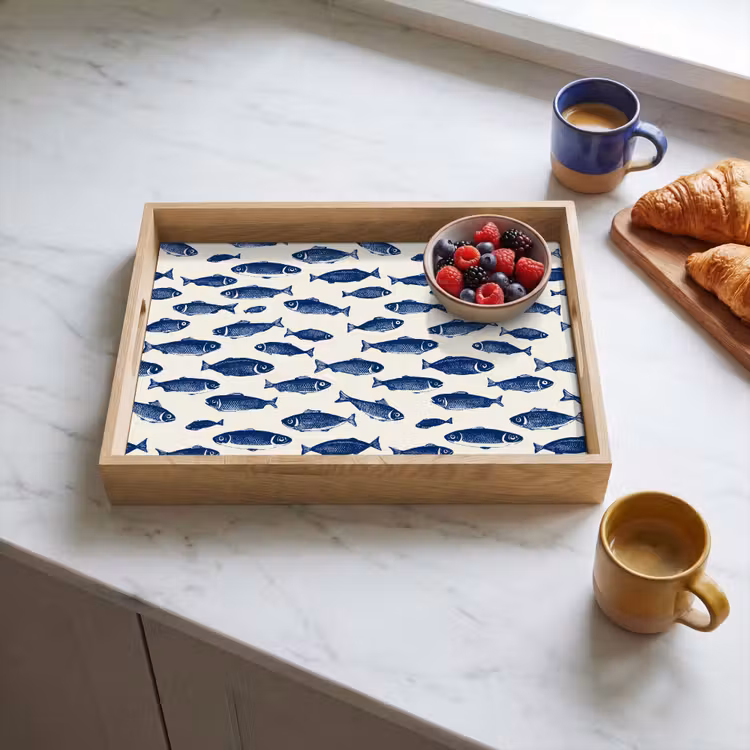 Dienblad - Vissen - Patroon - Blauw - Wit — 4