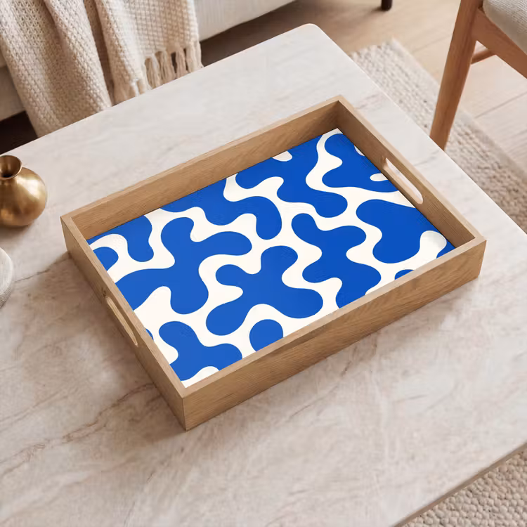 Dienblad - Vormen - Abstract - Blauw - Golven — 2