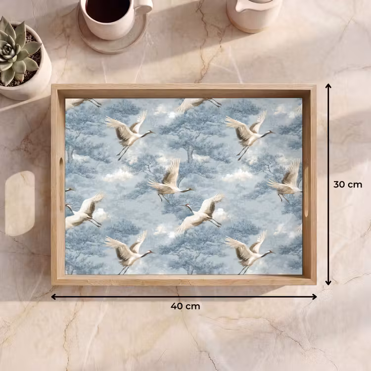 Dienblad - Wolken - Kraanvogels - Blauw — 9
