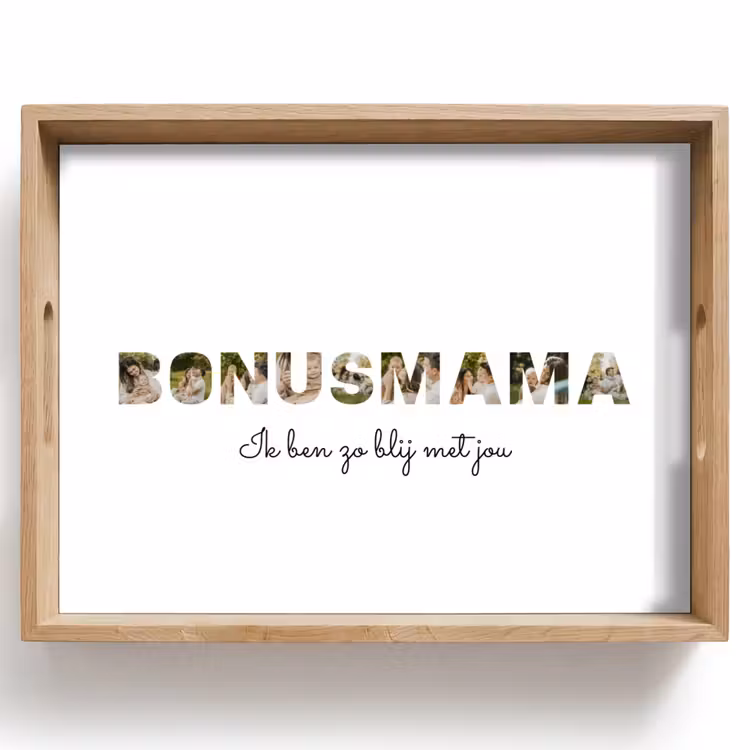 Gepersonaliseerd dienblad - Bonusmama - Lettercollage — 1