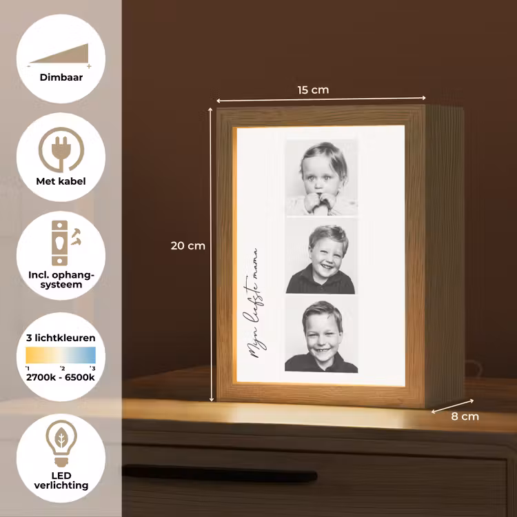 Gepersonaliseerde Lightbox - Fotocollage Verticaal - 3 Foto's — 7
