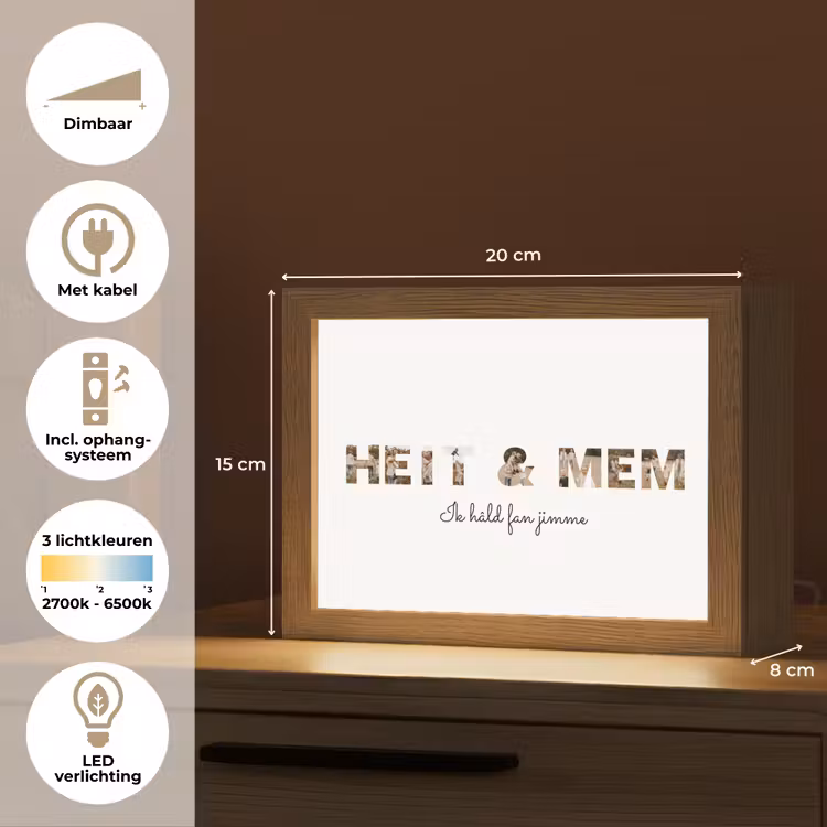 Gepersonaliseerd Lightbox - Heit & Mem - Lettercollage — 6