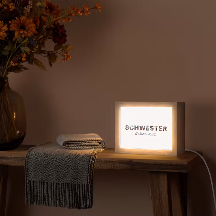 Gepersonaliseerde Lightbox - Schwester - Buchtstaben-Collage — 3