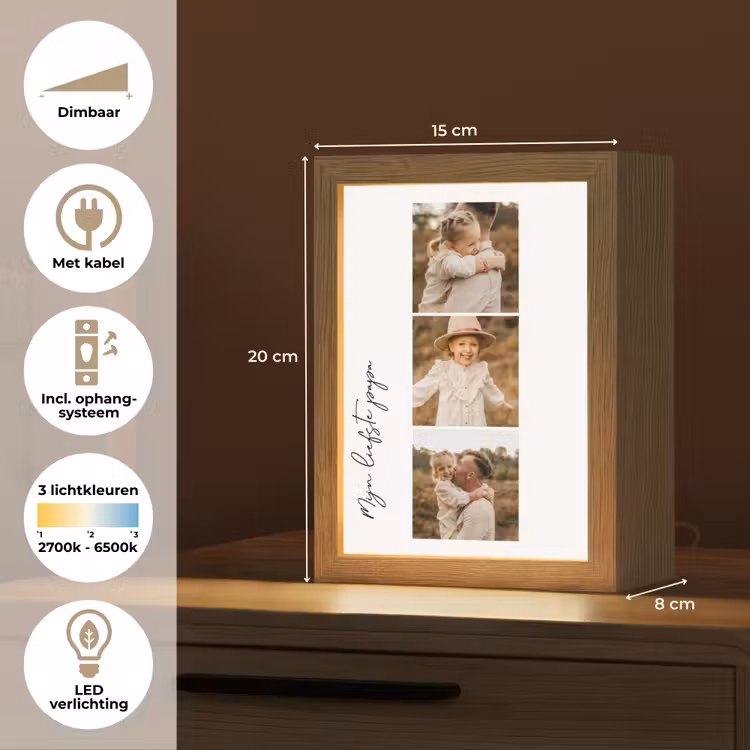 Gepersonaliseerde Lightbox - Verticale Fotocollage - 3 Foto's — 7
