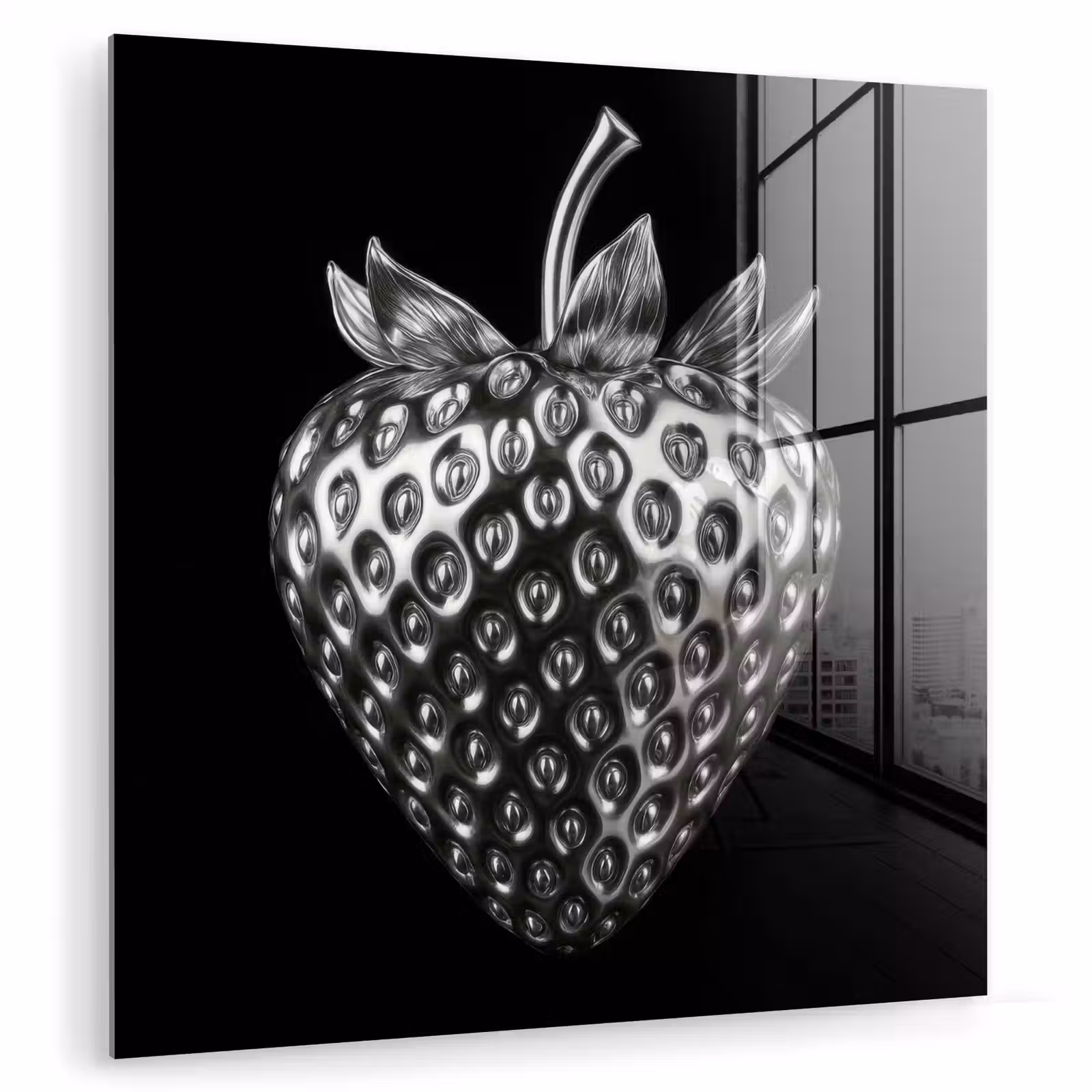 Glas schilderij - Aardbei - Zaadstructuur - Realistisch — 1