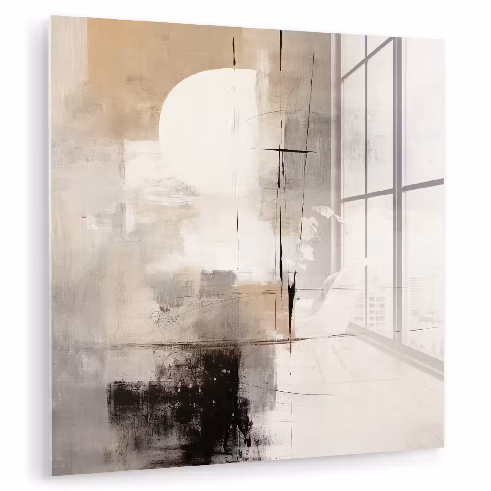 Glas schilderij - Abstract - Kunst - Grijs — 1