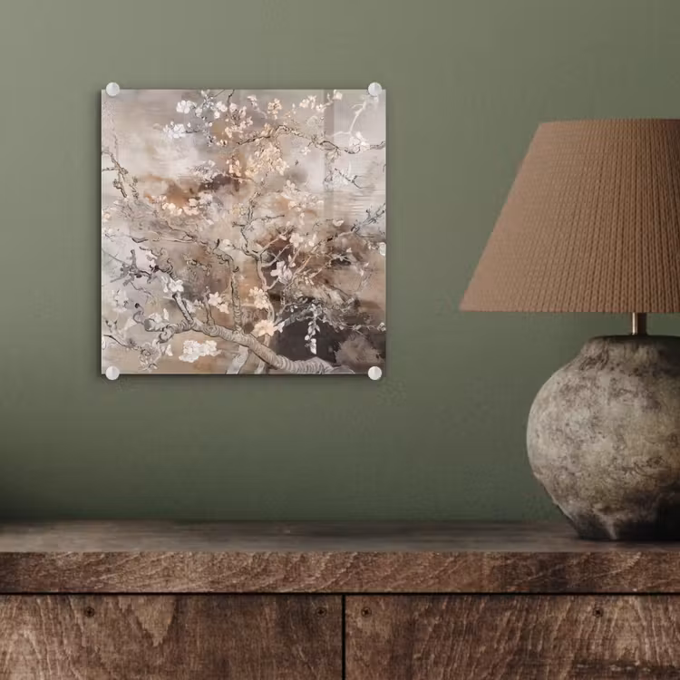 Glas schilderij - Amandelbloesem - Kunst - Van Gogh - Beige - Abstract — 4