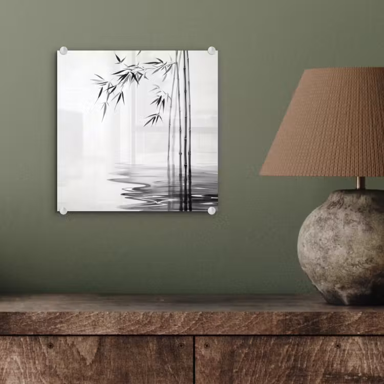Glas schilderij - Bamboestammen - Water - Minimalistisch - Wit — 4
