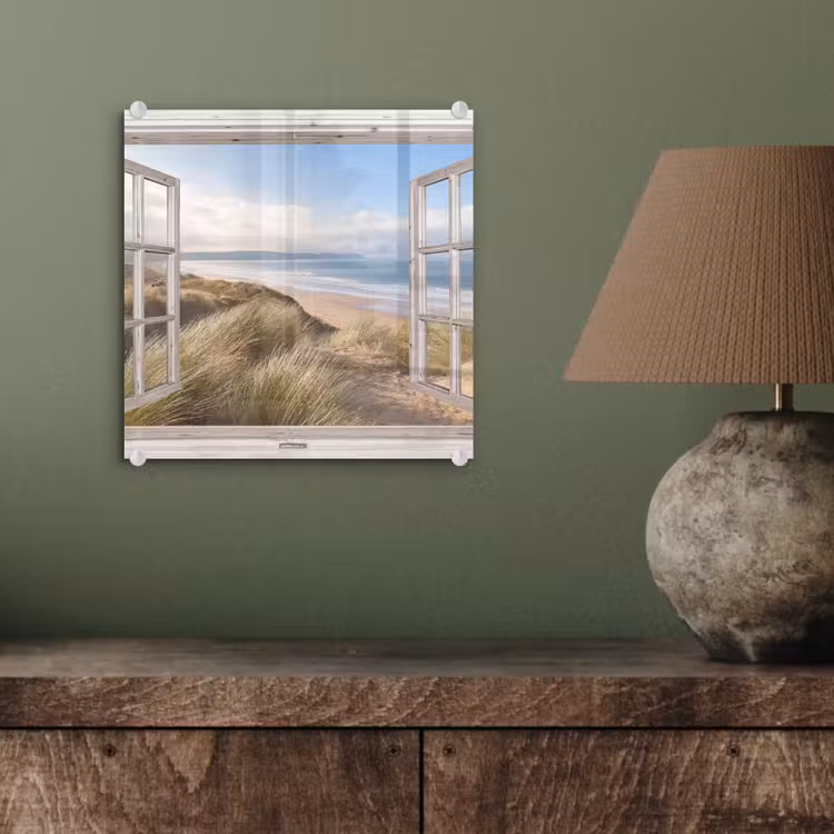 Glas schilderij - Doorkijk - Zee - Strand - Duinen — 4