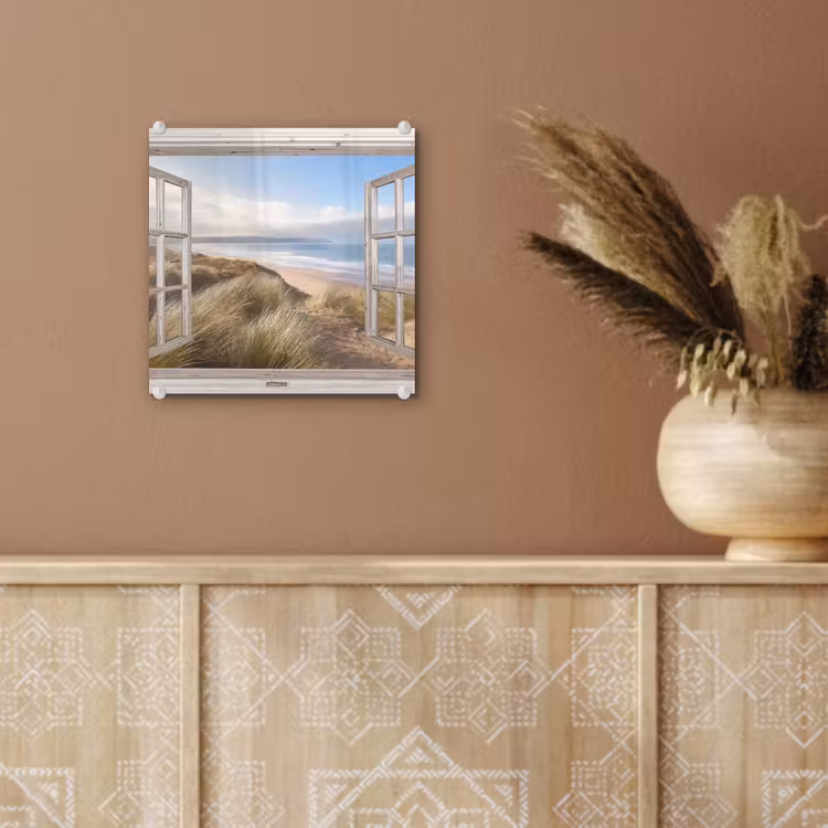 Glas schilderij - Doorkijk - Zee - Strand - Duinen — 6