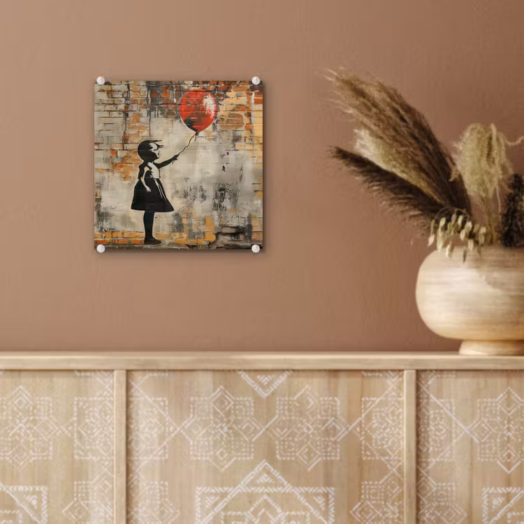 Glas schilderij - Graffiti - Banksy - Meisje - Street art — 6