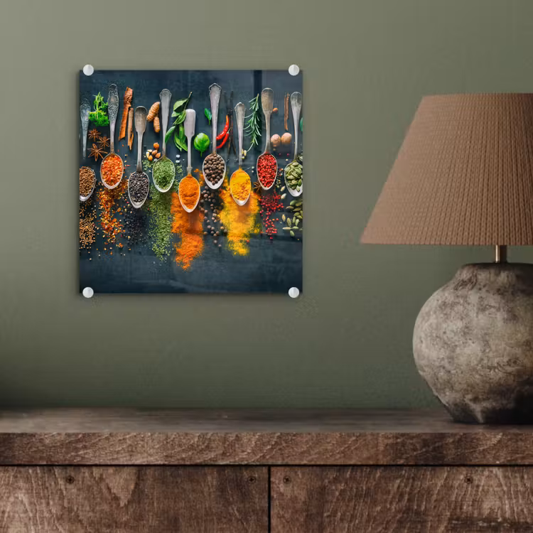 Glas schilderij - Kruiden - Specerijen - Lepels — 4