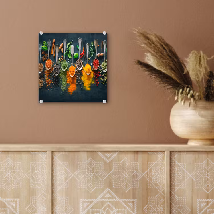 Glas schilderij - Kruiden - Specerijen - Lepels — 6