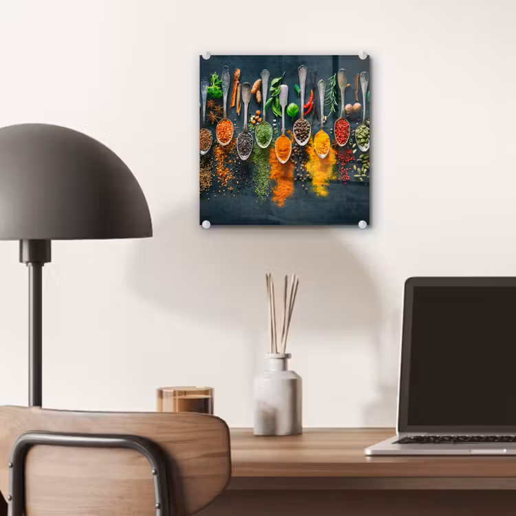 Glas schilderij - Kruiden - Specerijen - Lepels — 7