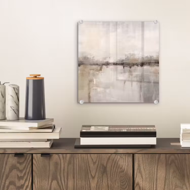 Glas schilderij - Moderne kunst - Abstract - Beige — 2