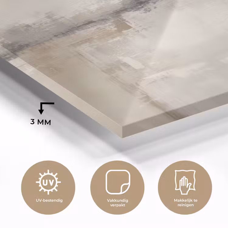 Glas schilderij - Moderne kunst - Abstract - Beige — 3