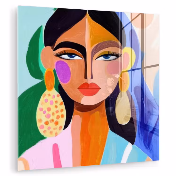 Glas schilderij - Portret - Vrouw - Modern — 1