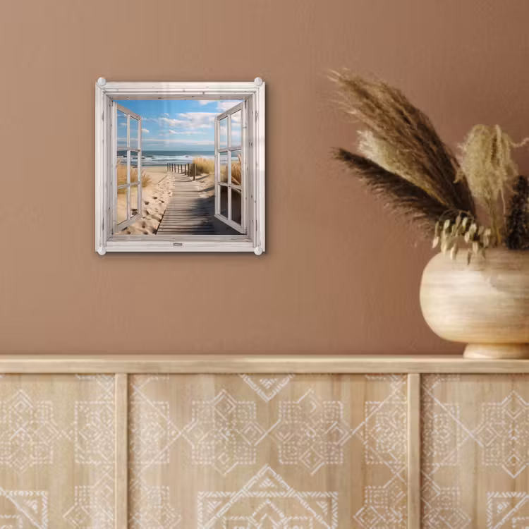 Glas schilderij - Raam - Zee - Kust - Natuur - Doorkijk - Strand - Waddenzee — 6