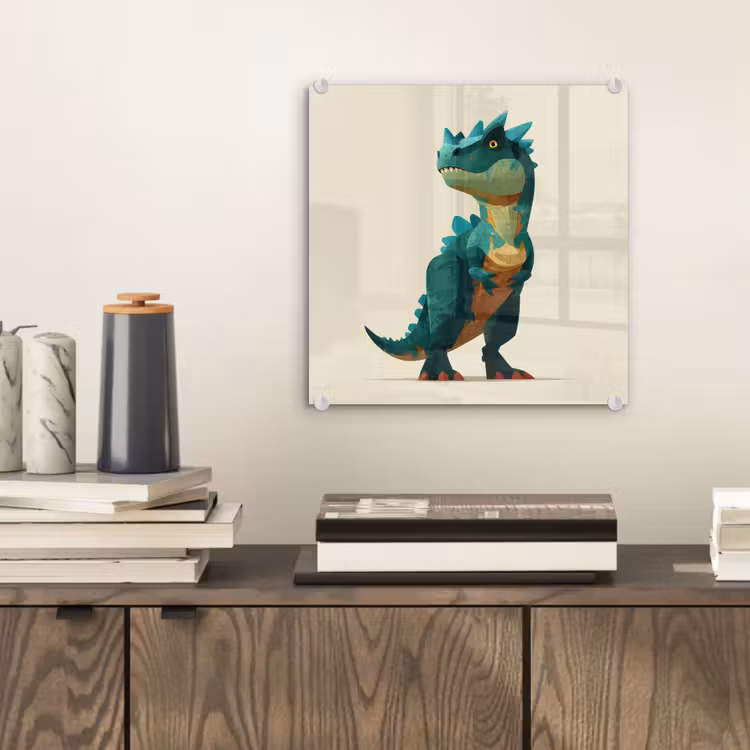 Glas schilderij - Stekels - Dino - Blauw - Gespierd — 2