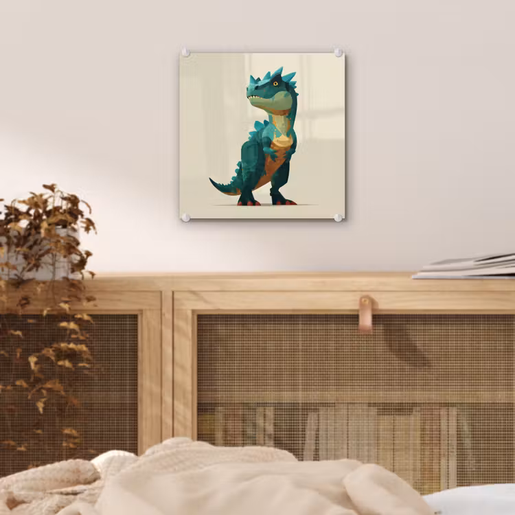 Glas schilderij - Stekels - Dino - Blauw - Gespierd — 5