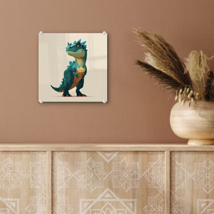 Glas schilderij - Stekels - Dino - Blauw - Gespierd — 6