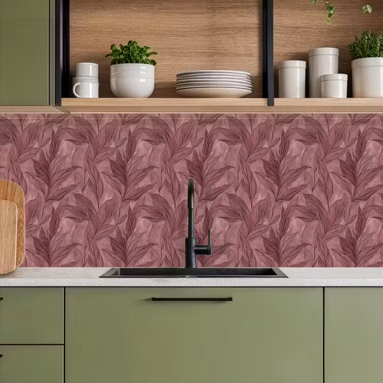 Keuken achterwand - Bladeren - Patroon - Paars — 8