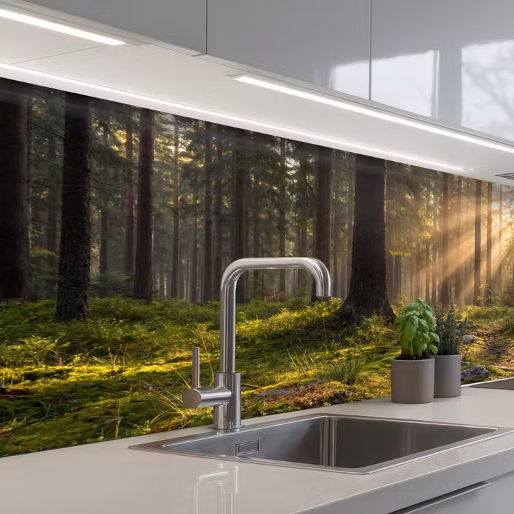 Keuken achterwand - Bos - Zonlicht - Gras — 2