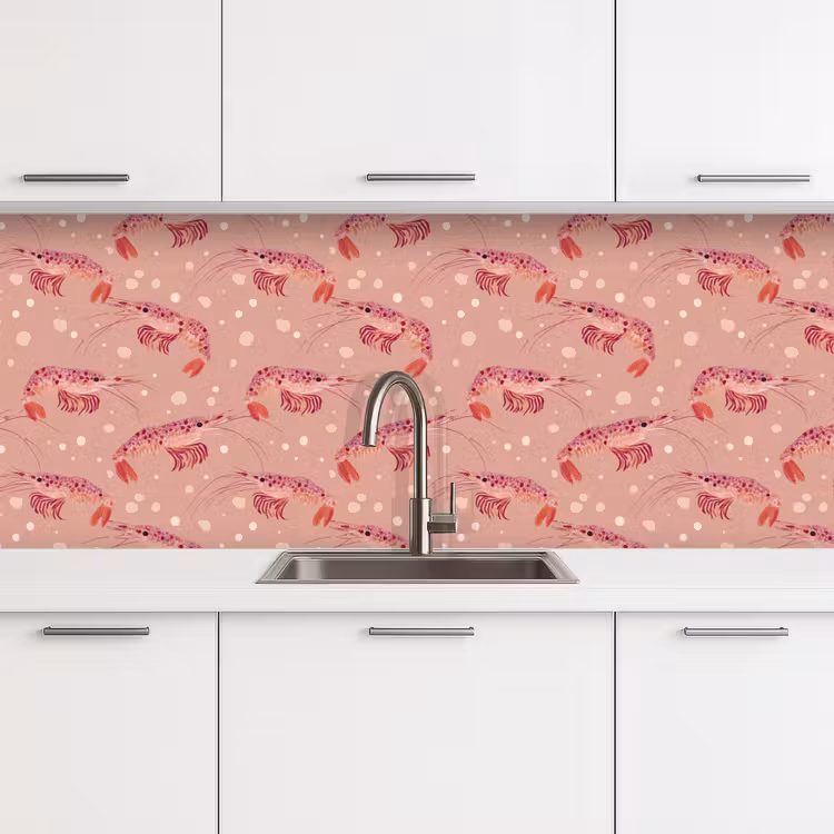 Keuken achterwand - Garnalen - Stippen - Roze — 4