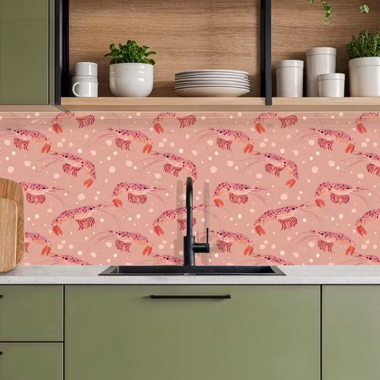 Keuken achterwand - Garnalen - Stippen - Roze — 8