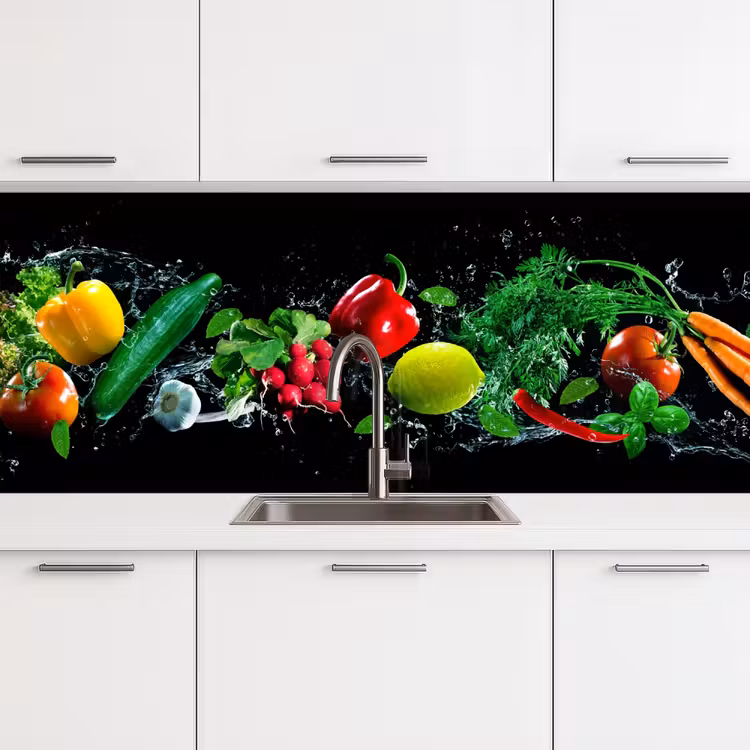 Keuken achterwand - Groente - Splash - Zwart — 4