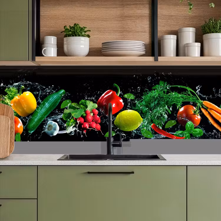 Keuken achterwand - Groente - Splash - Zwart — 8