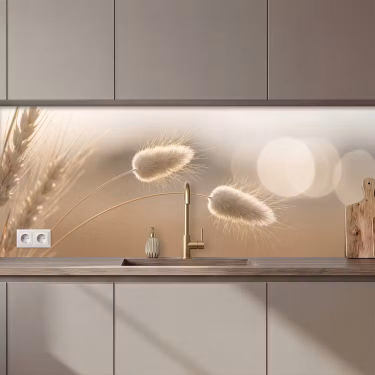 Keuken achterwand - Hazestaartgras - Graanharen - Zonlicht — 1