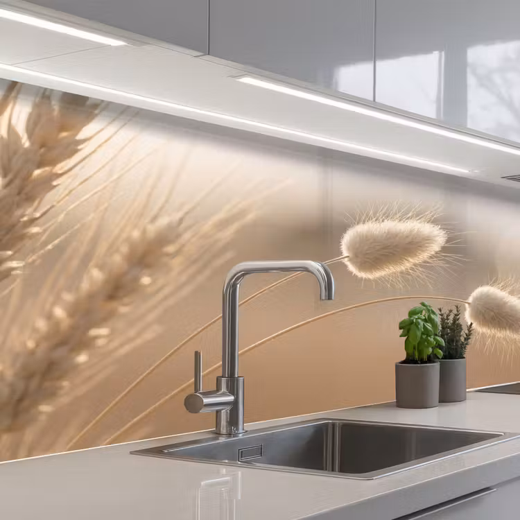 Keuken achterwand - Hazestaartgras - Graanharen - Zonlicht — 2