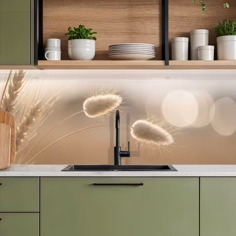 Keuken achterwand - Hazestaartgras - Graanharen - Zonlicht — 8