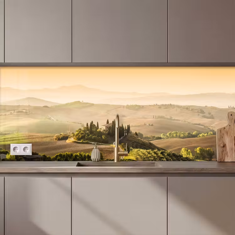 Keuken achterwand - Landschap - Toscane - Ochtendlicht — 1