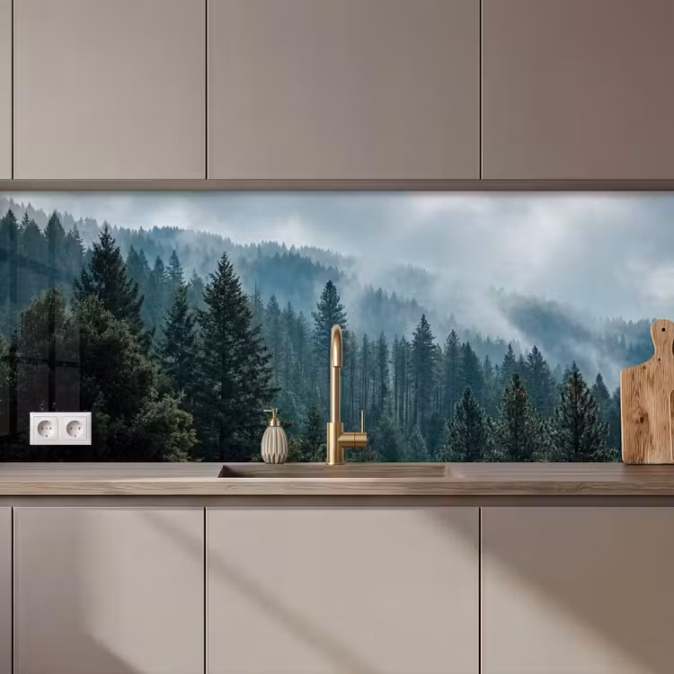 Keuken achterwand - Naaldwoud - Bergen - Mist — 1