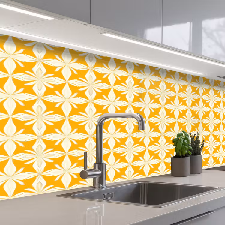 Keuken achterwand - Patroon - Retro - Geel — 2