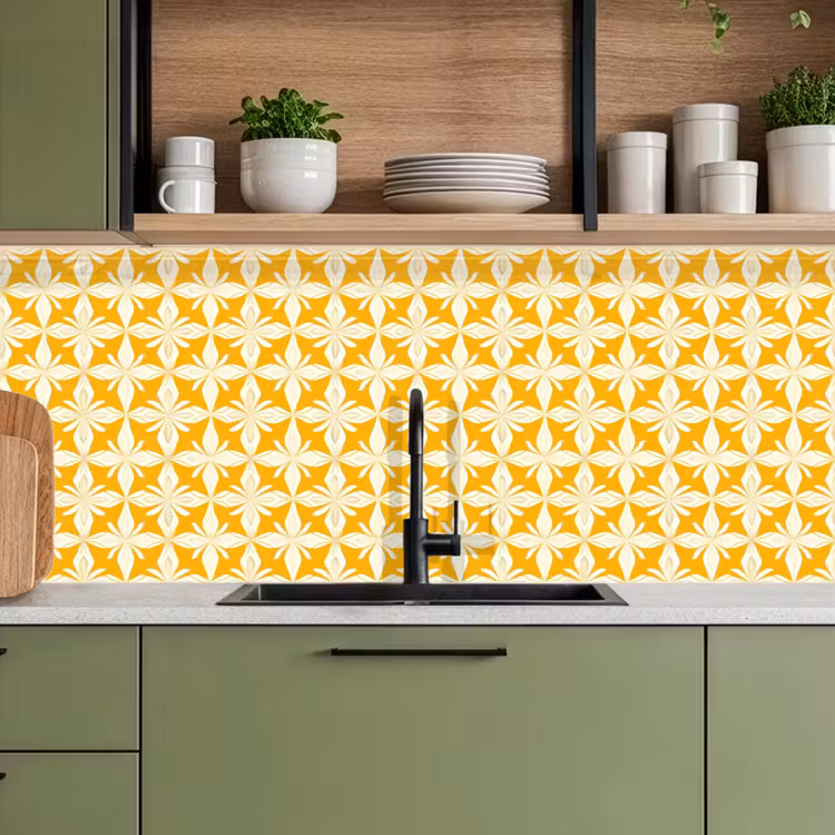 Keuken achterwand - Patroon - Retro - Geel — 8