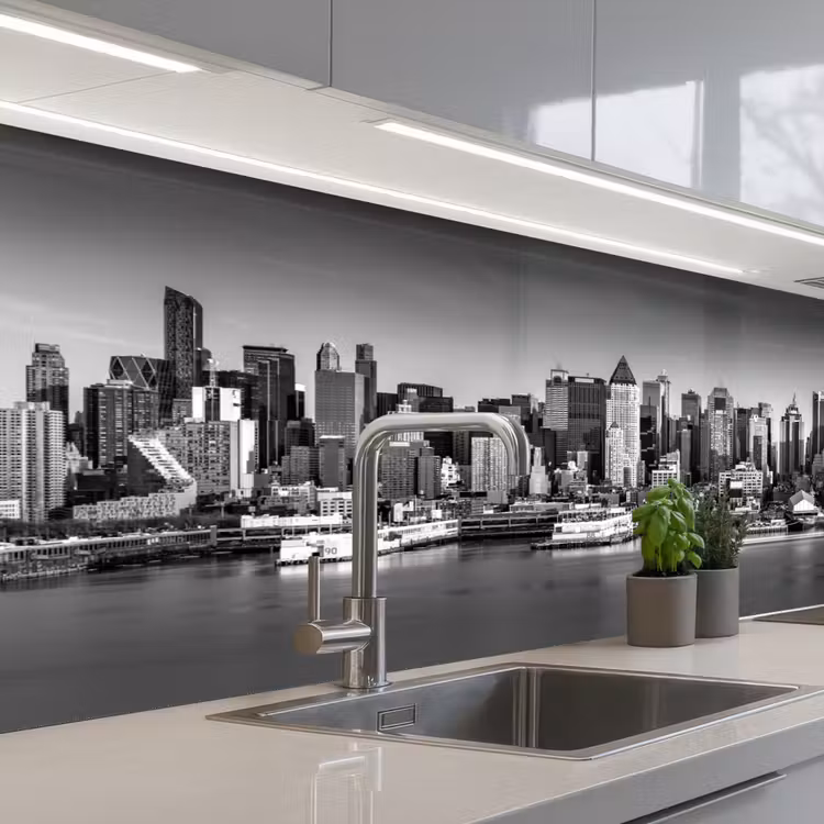 Keuken achterwand - Skyline - Stad - Wolkenkrabbers - Zwart - Wit — 2