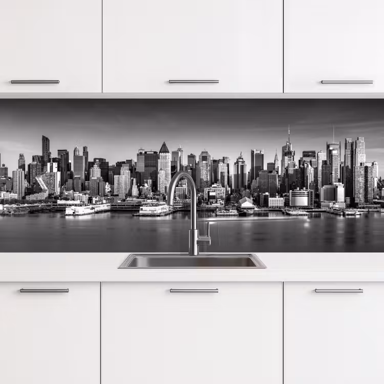 Keuken achterwand - Skyline - Stad - Wolkenkrabbers - Zwart - Wit — 4