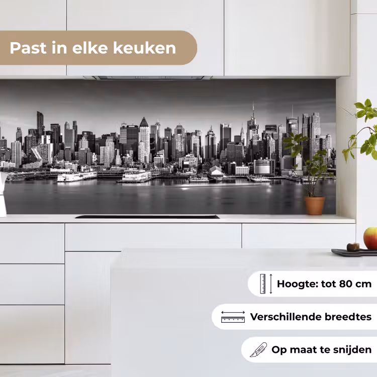Keuken achterwand - Skyline - Stad - Wolkenkrabbers - Zwart - Wit — 7