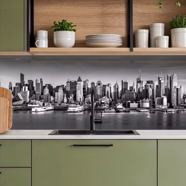 Keuken achterwand - Skyline - Stad - Wolkenkrabbers - Zwart - Wit — 8