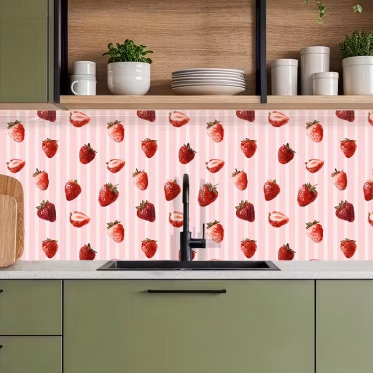 Keuken achterwand - Strepen - Aardbei - Roze — 8