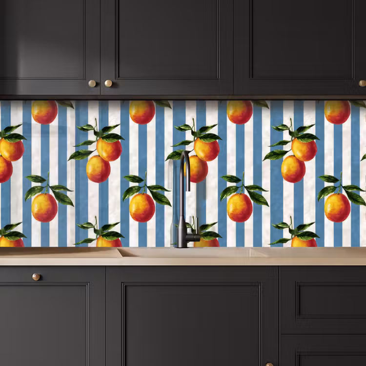 Keuken achterwand - Strepen - Citroen - Blauw — 6